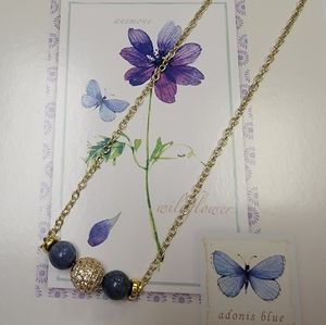 Dumortierite Gemstone and CZ Necklace
